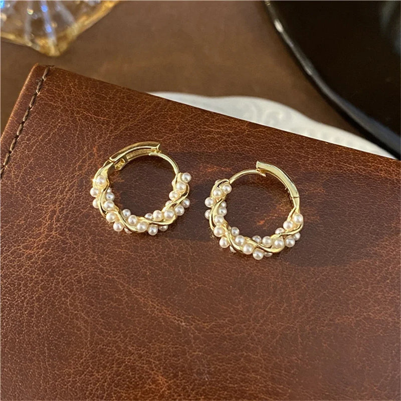 Small Pearl Hoop Earrings