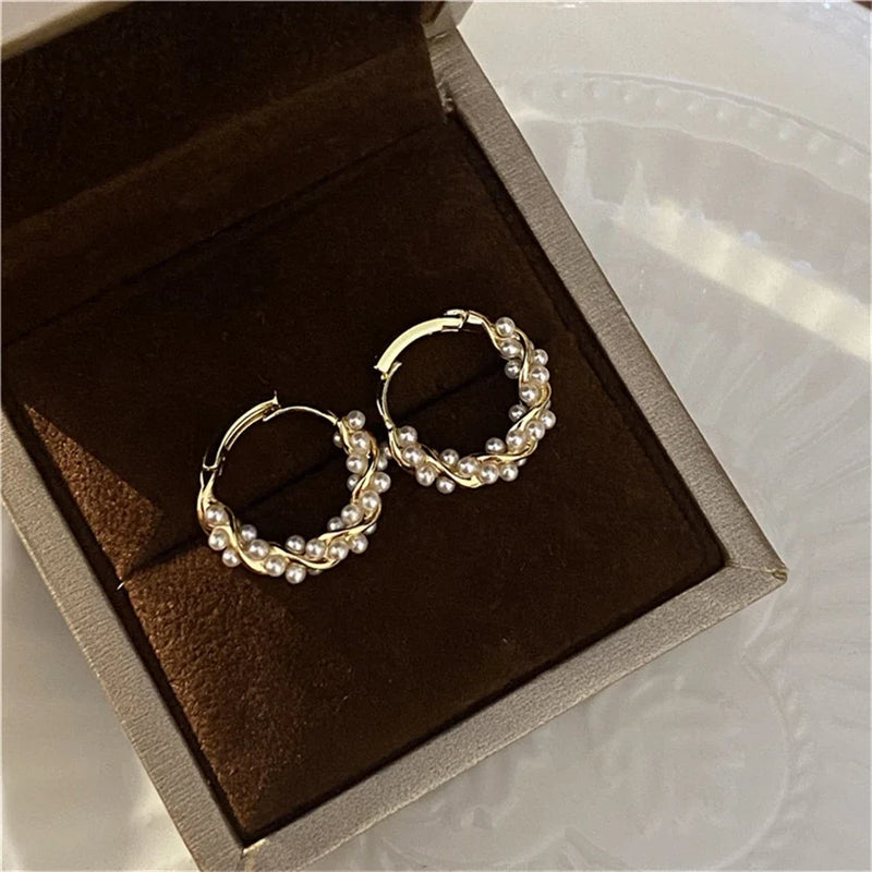 Small Pearl Hoop Earrings