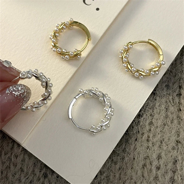 Small Pearl Hoop Earrings