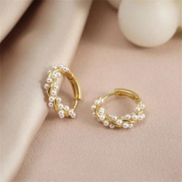 Small Pearl Hoop Earrings