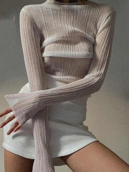 Bella Elegant See-Through Mock Neck